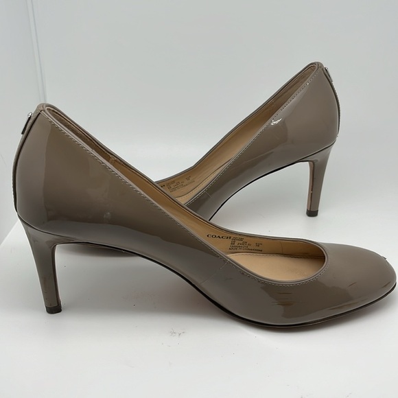 Coach‎ Devon Gray Olive Slip on Round Toe Patent Leather Pumps Size 8B - Picture 3 of 12